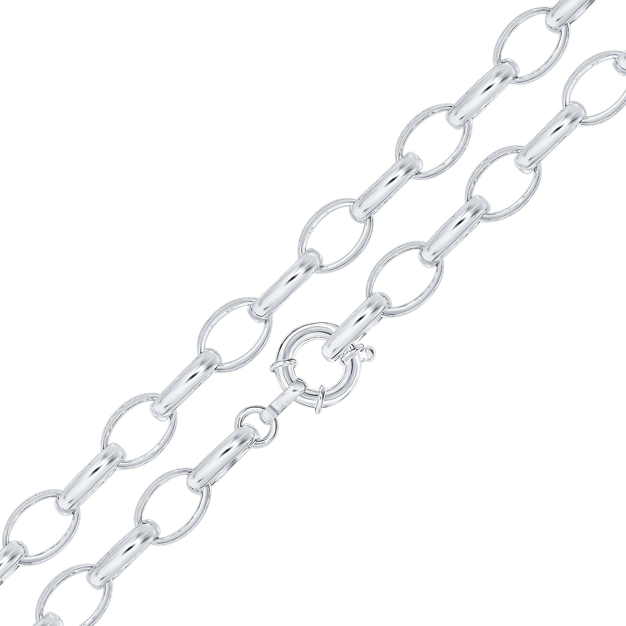 Silver 11x18mm Oval Belcher 18" Bolt Ring