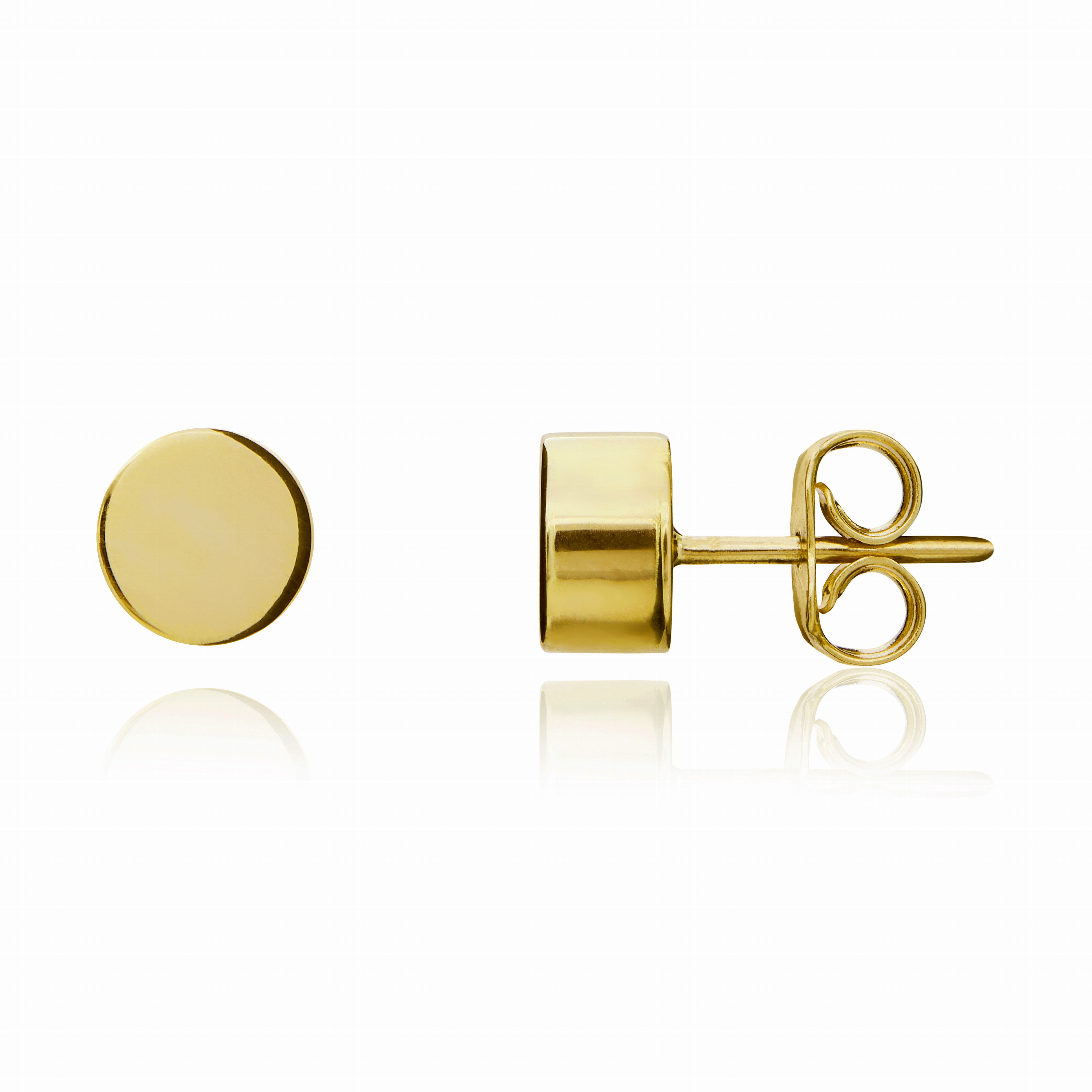 9CT YG POLISHED 6MM CYLINDER SHAPE STUD EARRINGS