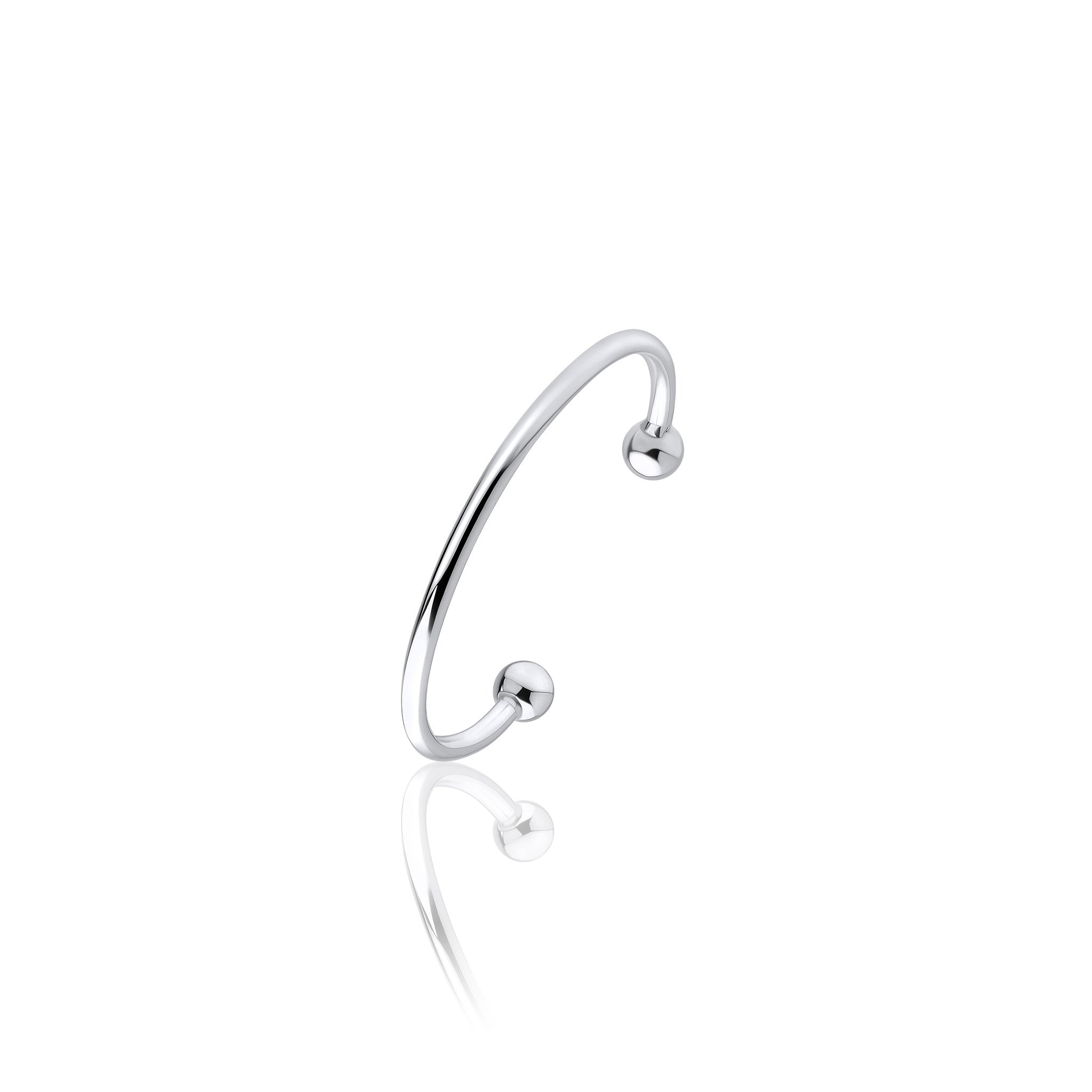 Silver 2.5mm Round Torque Baby Bangle 30x40 (6mm end beads)