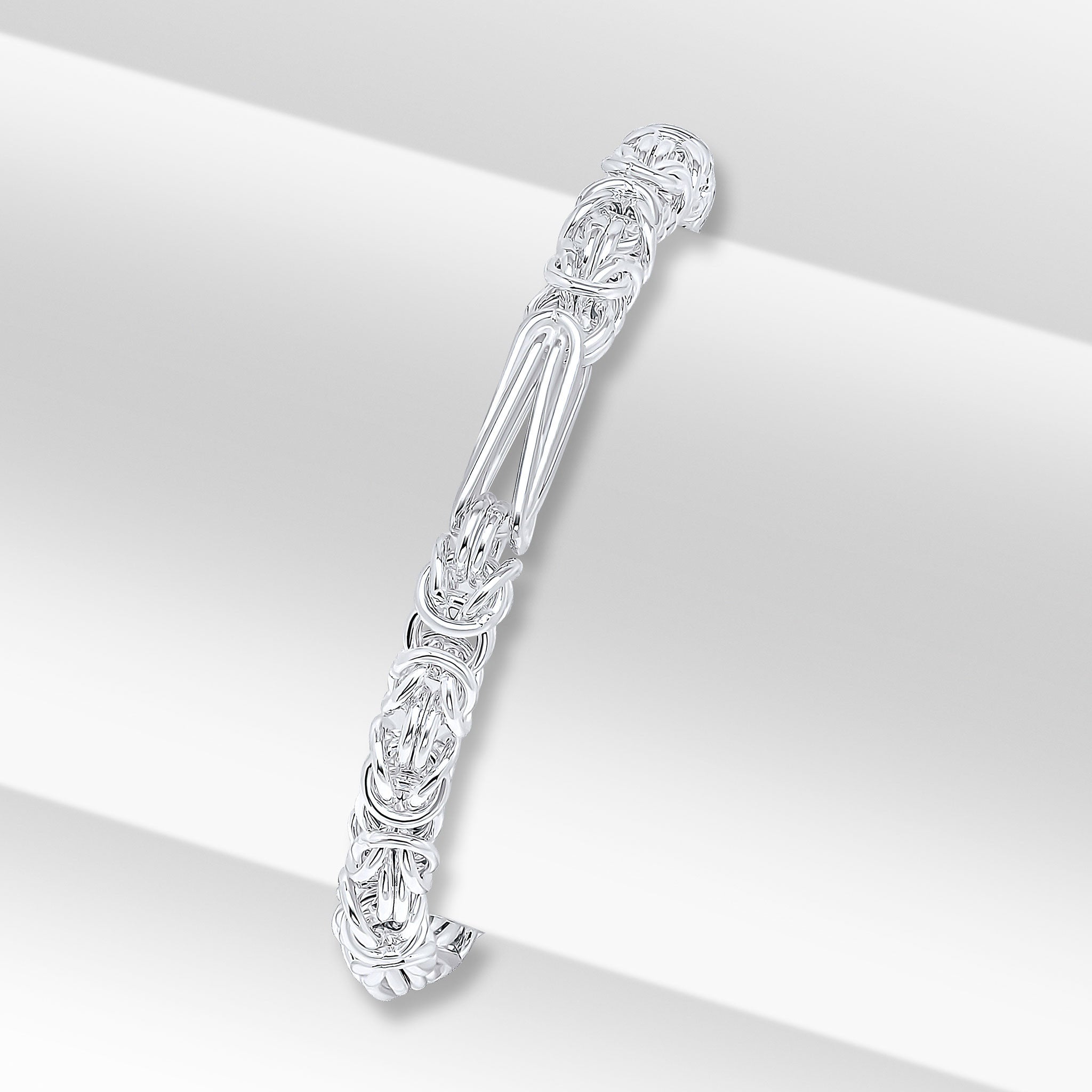 Silver 5mm Byzantine Long/Short 7.5" Bolt Ring