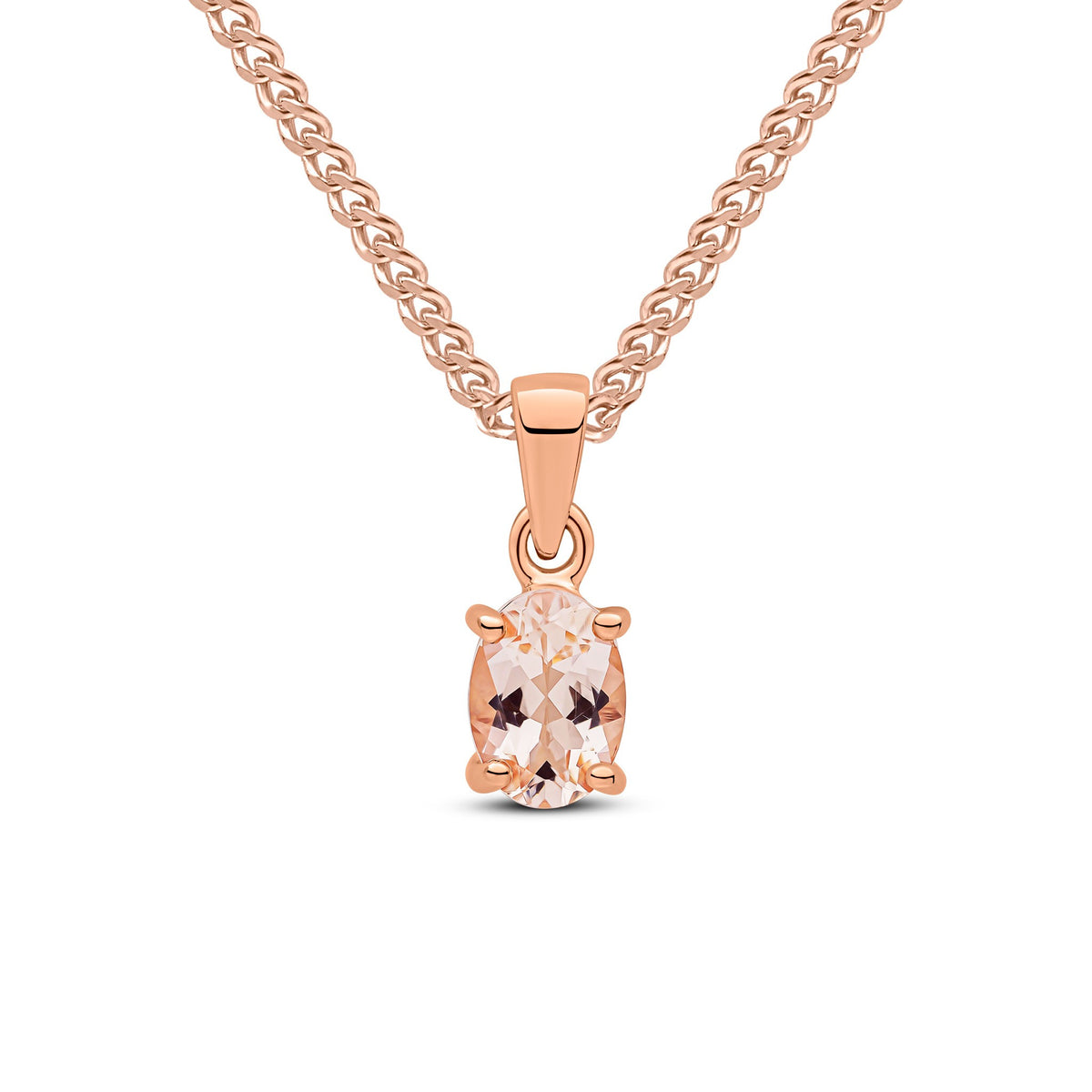 9CT RG 7X5 OVAL MORGANITE CLAW SET PENDANT