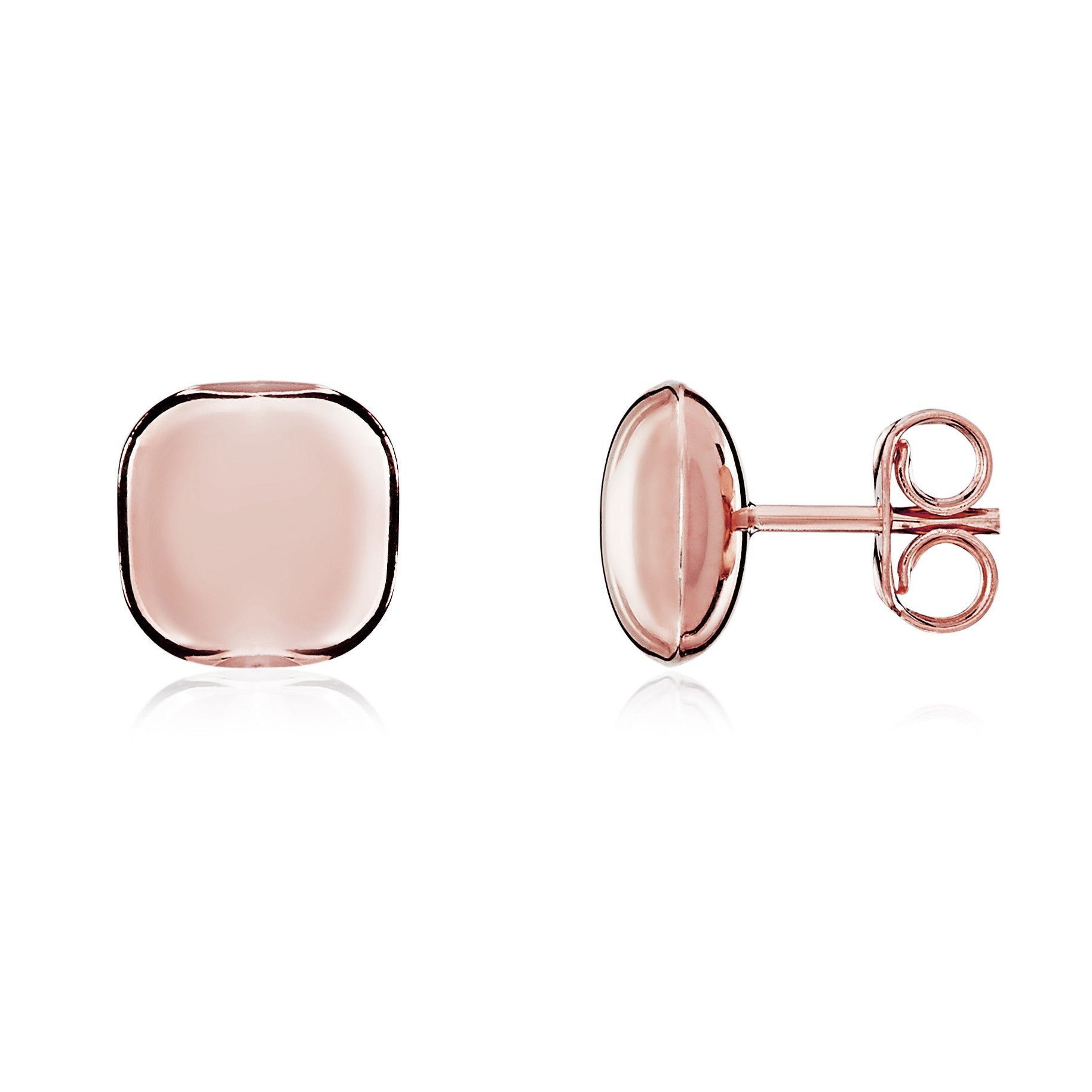 9CT ROSE GOLD POLISHED 8MM CUSHION STUD EARRINGS