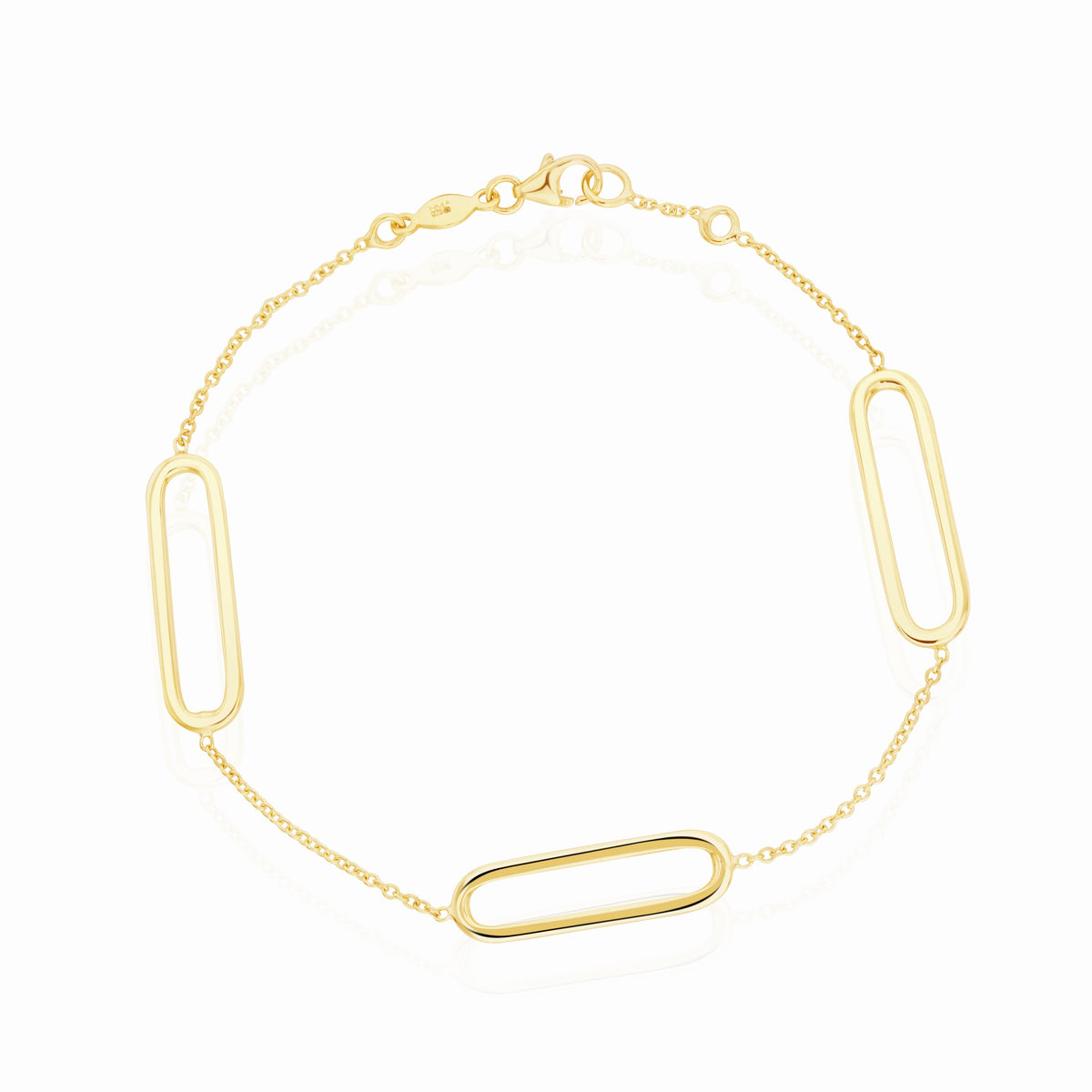 9CT YG CHAIN & OPEN OVAL MOTIF BRACELET