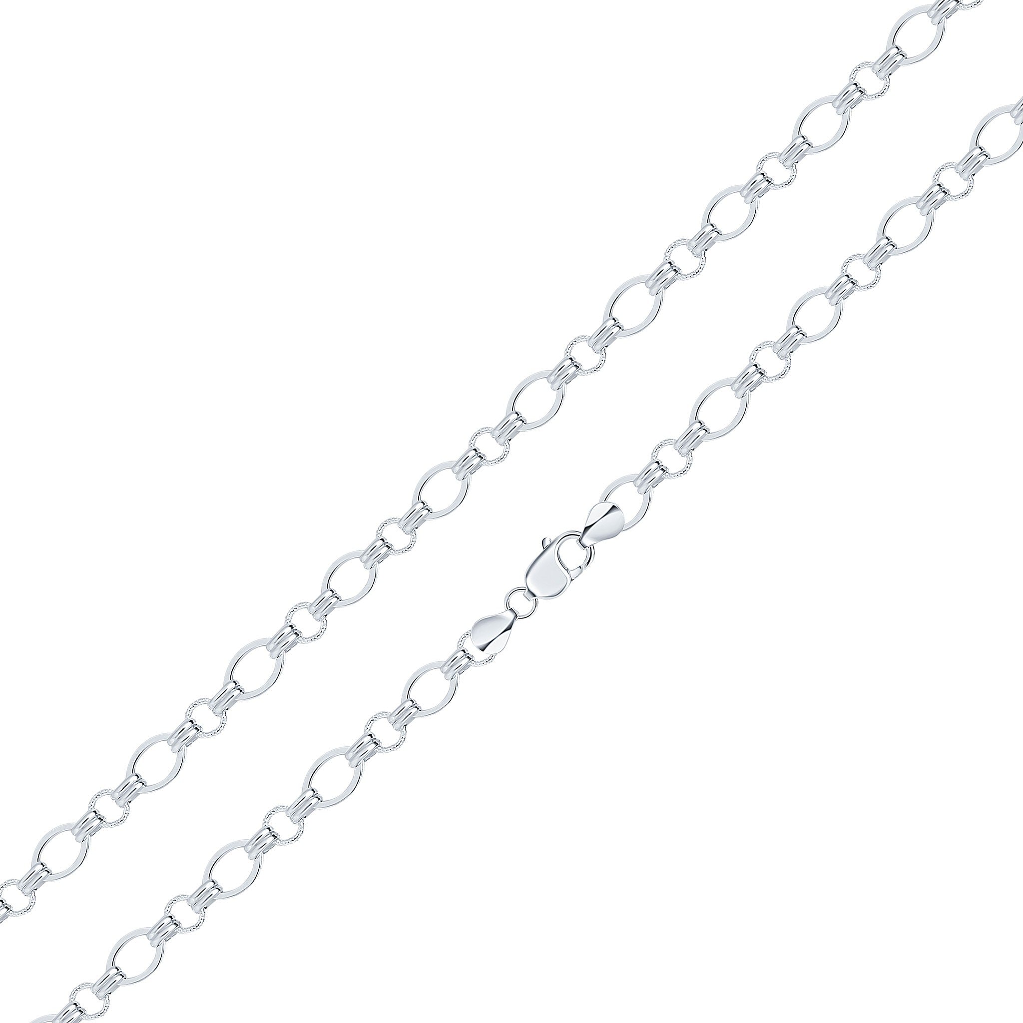 Silver 8.7mm Oval Double Round 7.5"