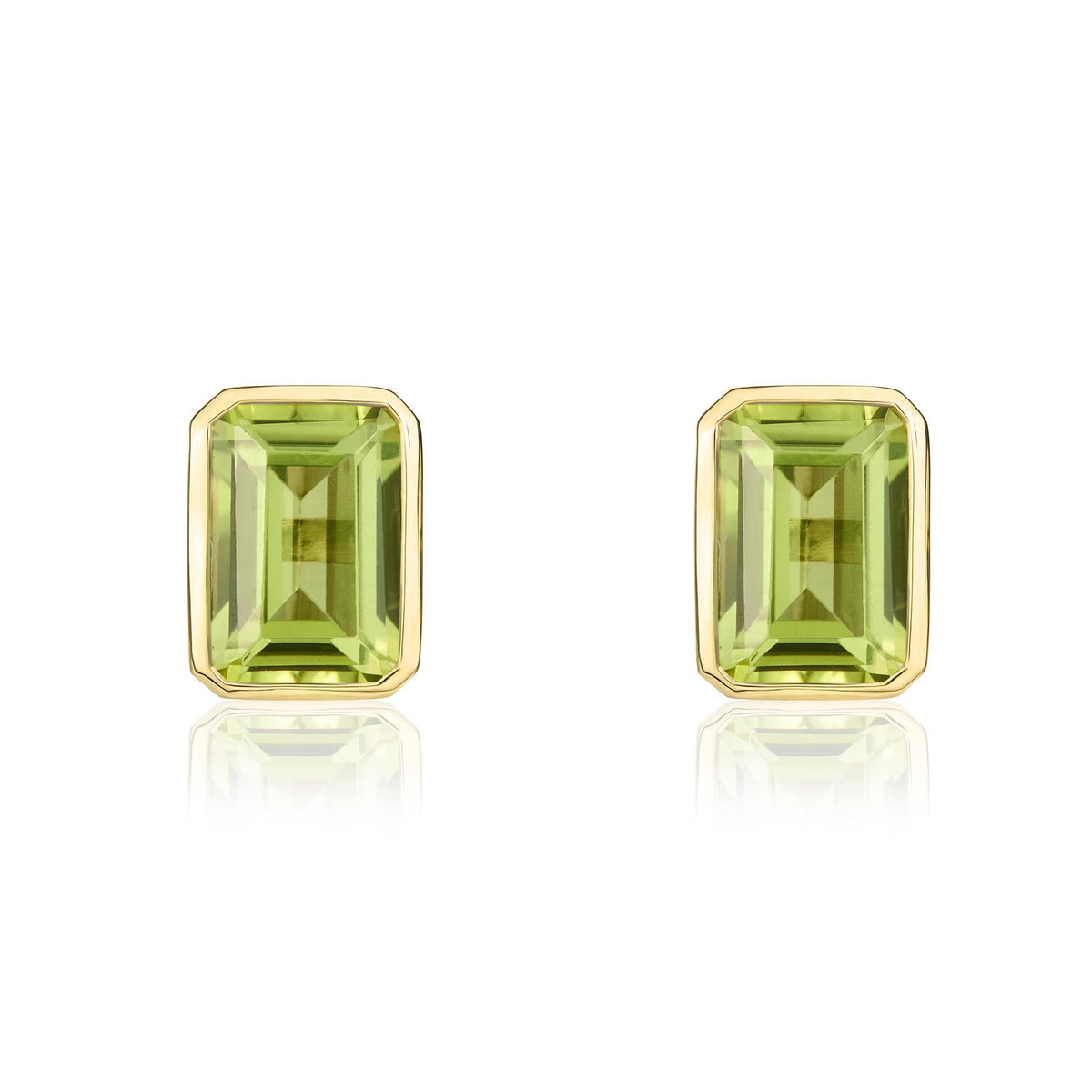 9CT YG 7X5 OCTAGON PERIDOT RUBOVER EARSTUDS