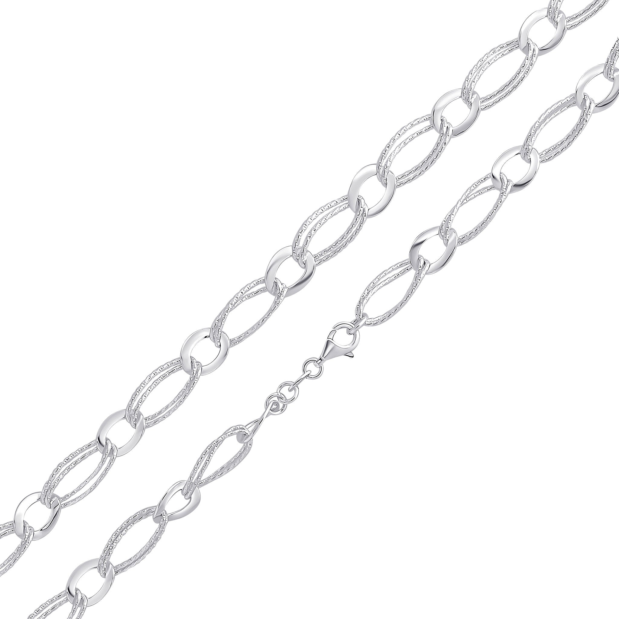 Silver 9mm Wide Double Oval 7.5"