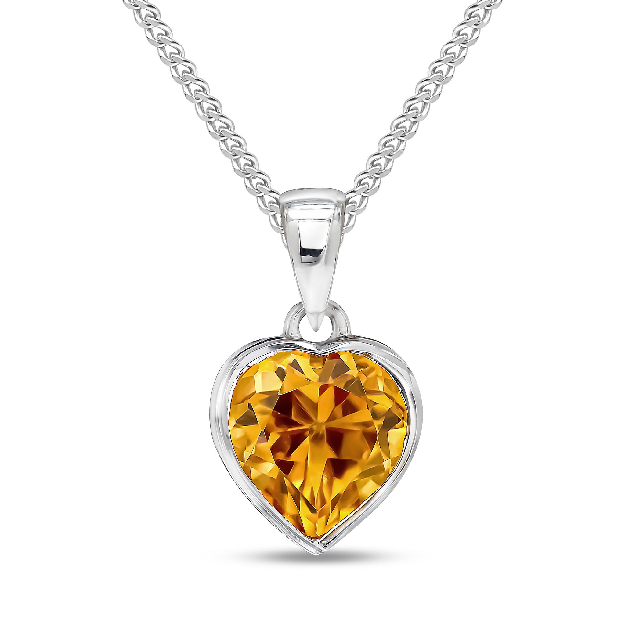 9CT WG 8MM HEARTSHAPE CITRINE RUBOVER SINGLE STONE PENDANT