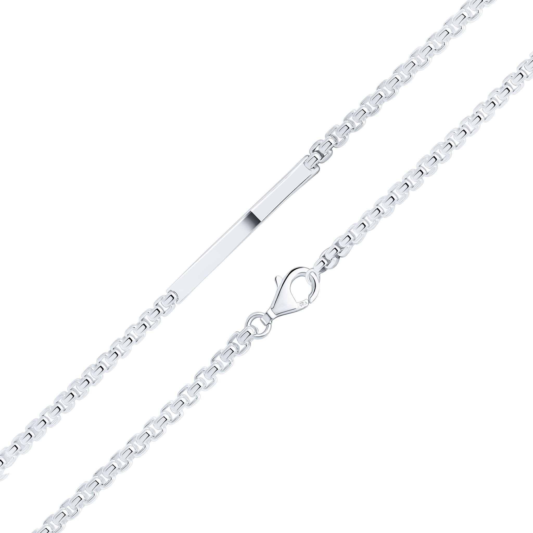 Silver 4mm Rounded Box Gents Polished Bar ID Bracelet