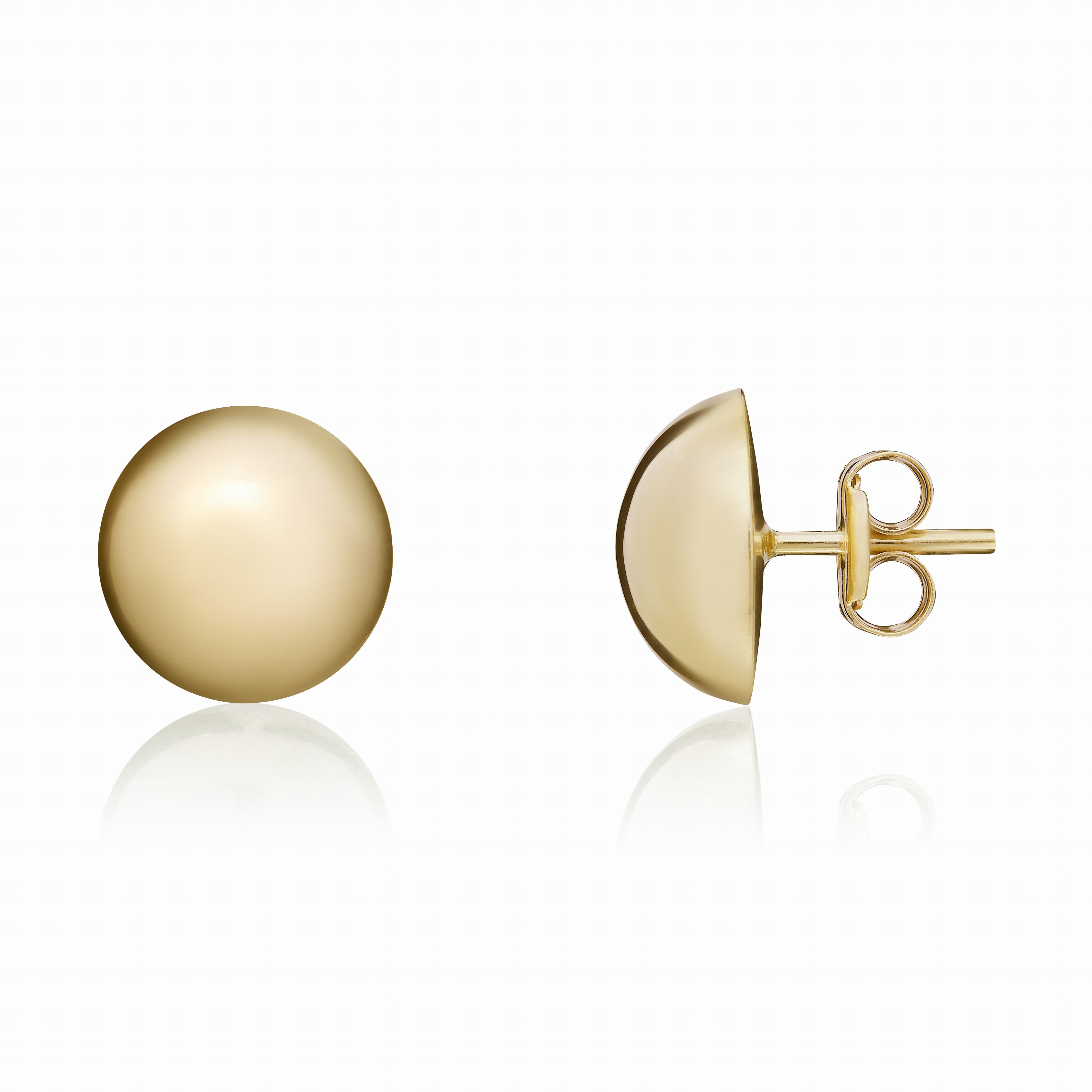 9CT YELLOW GOLD 10MM POLISHED DOMED STUD EARRINGS