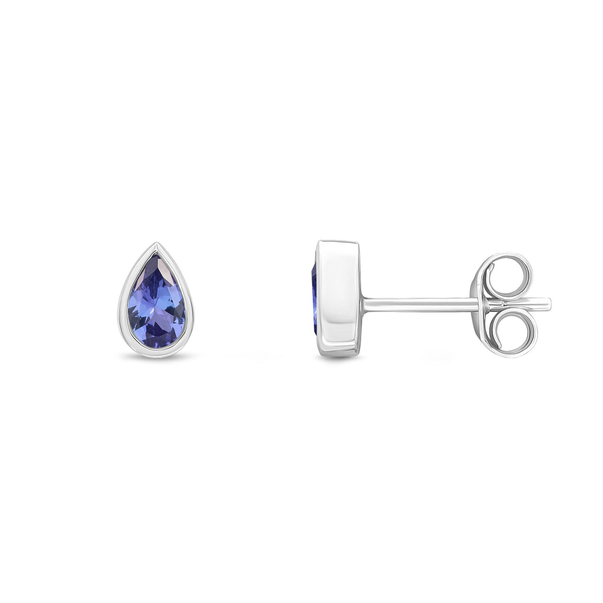 9CT WG 5X3 PEARSHAPE TANZANITE RUBOVER SET EARRINGS