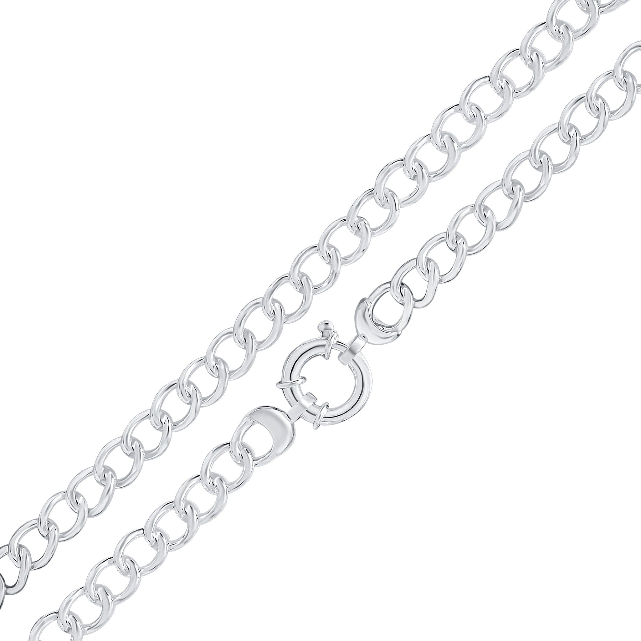 Silver 9mm Curb 8" Bolt Ring