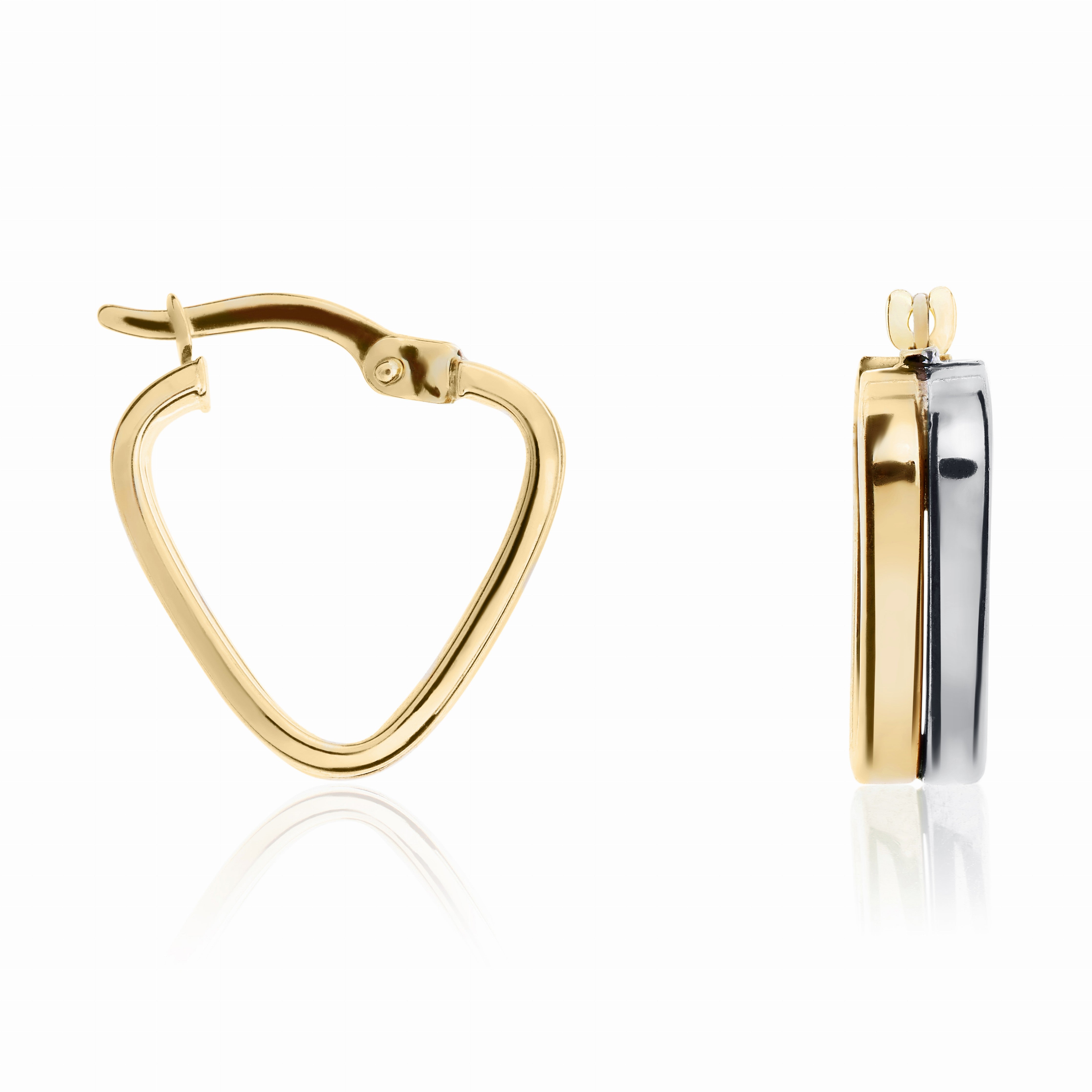 9CT YWG SQUARE 2 ROW FLAT TUBE TRIANGULAR HOOP EARRINGS
