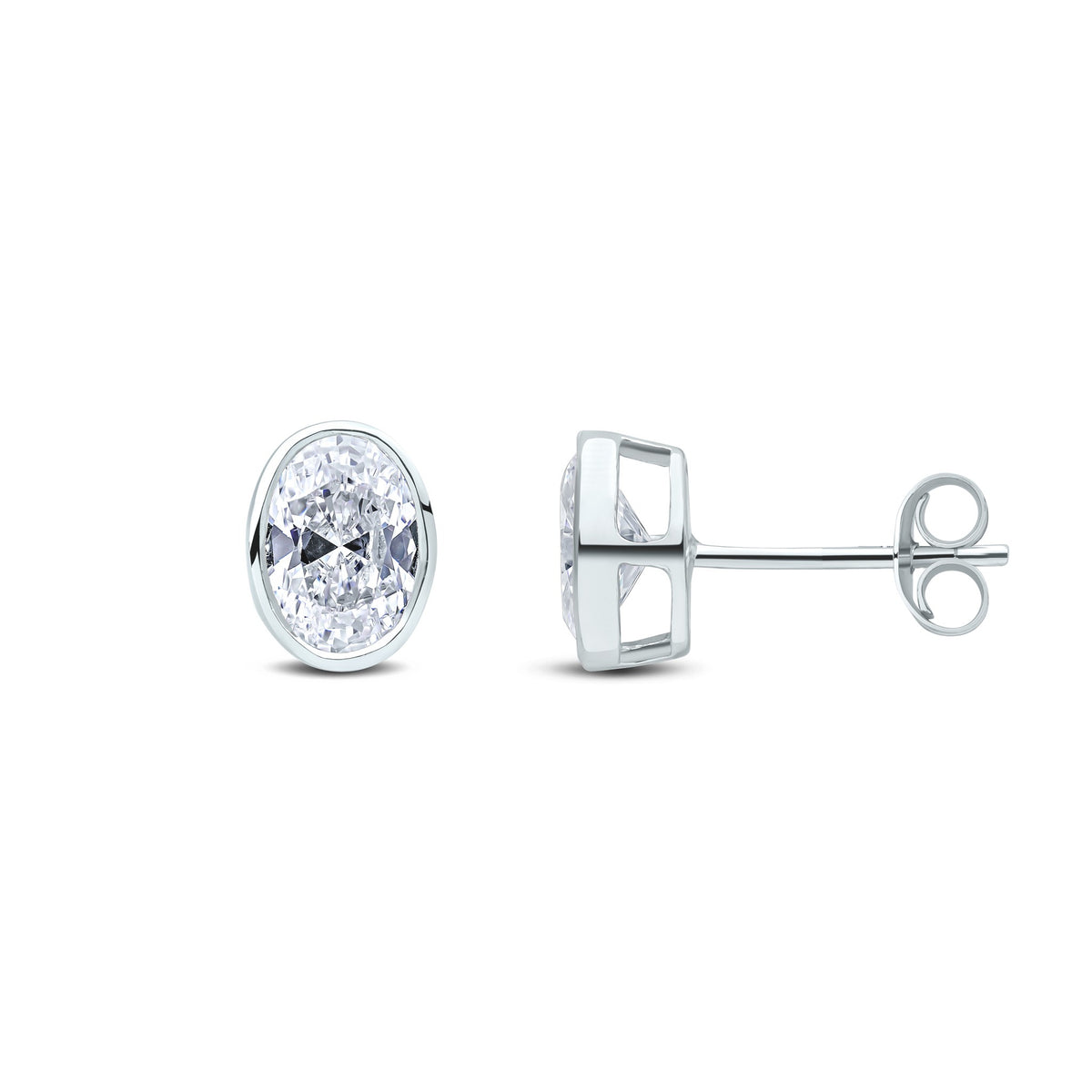9CT WG 7X5 OVAL CZ RUBOVER EARRINGS