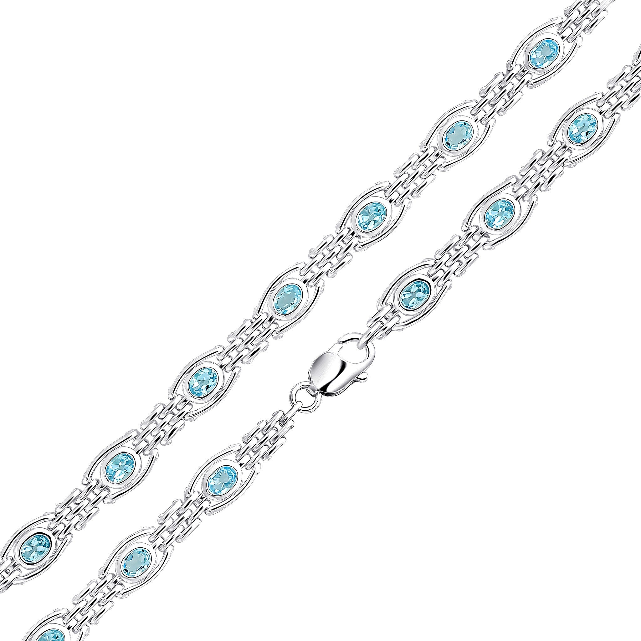 Silver 9.5mm Blue Topaz Gate 7.5"