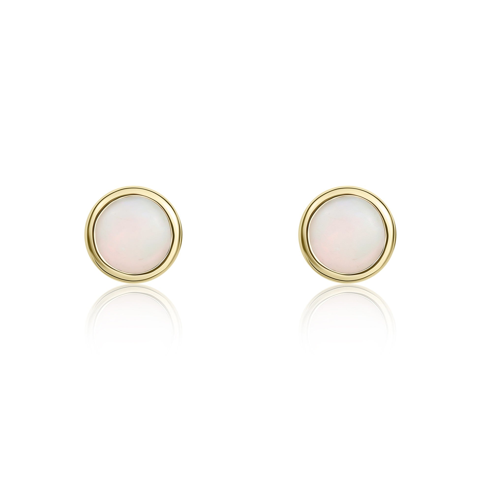 9CT YG 3MM ROUND OPAL RUBOVER STUD EARRINGS