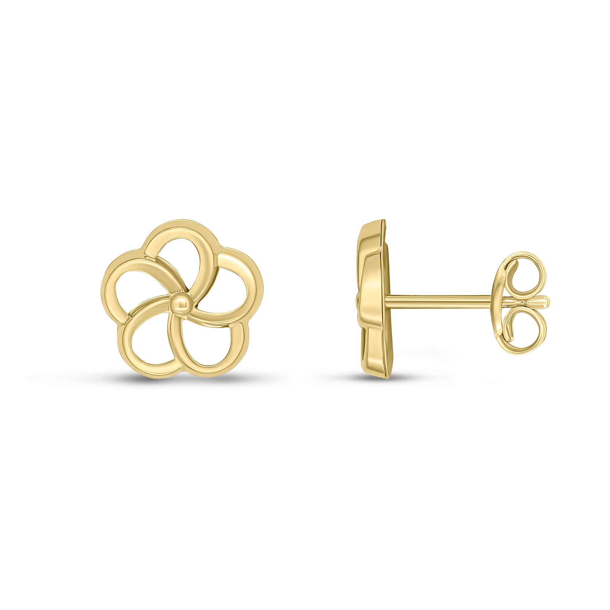 9CT YELLOW GOLD POLISHED FINISH FLAT SWIRL STUD EARRINGS
