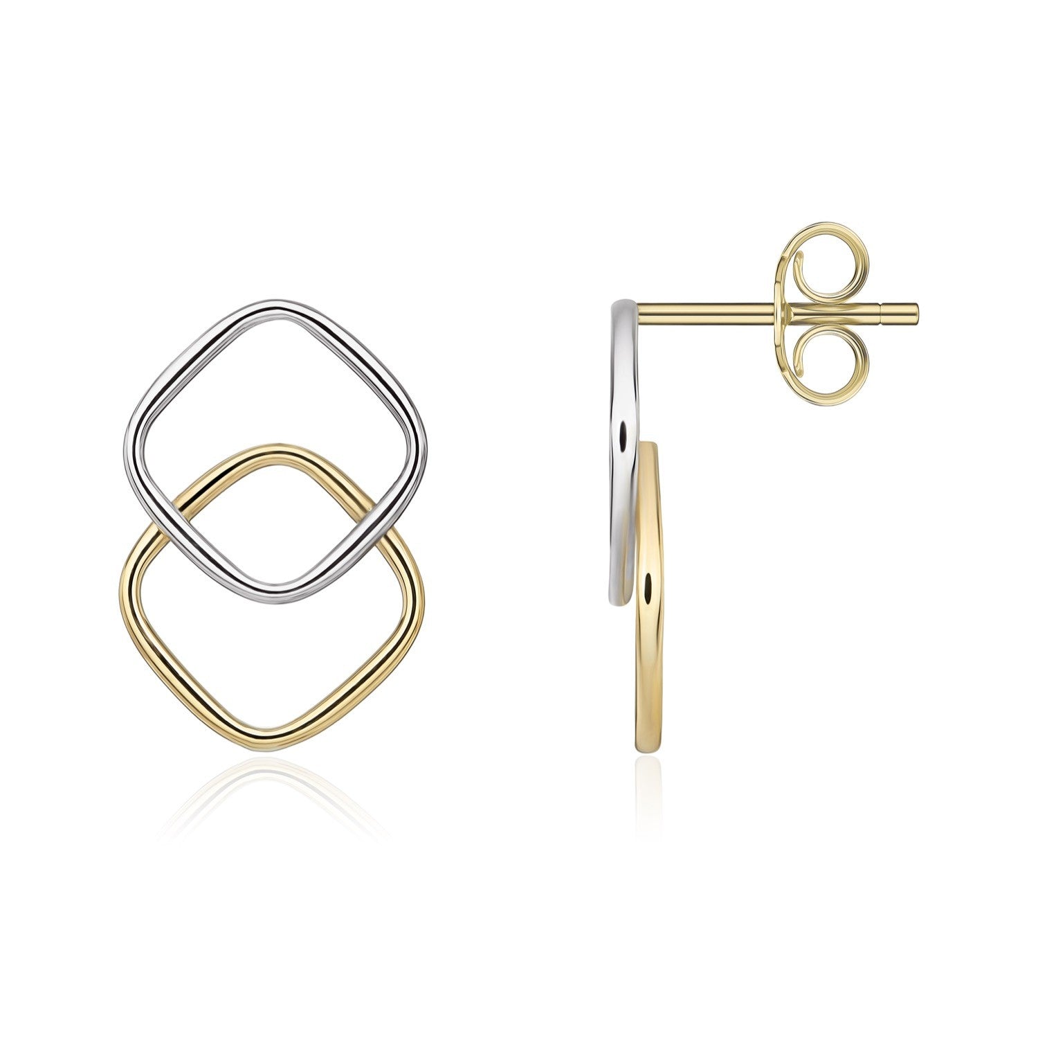 9CT YWG OVERLAPPED OPEN CUSHIONS EARRINGS