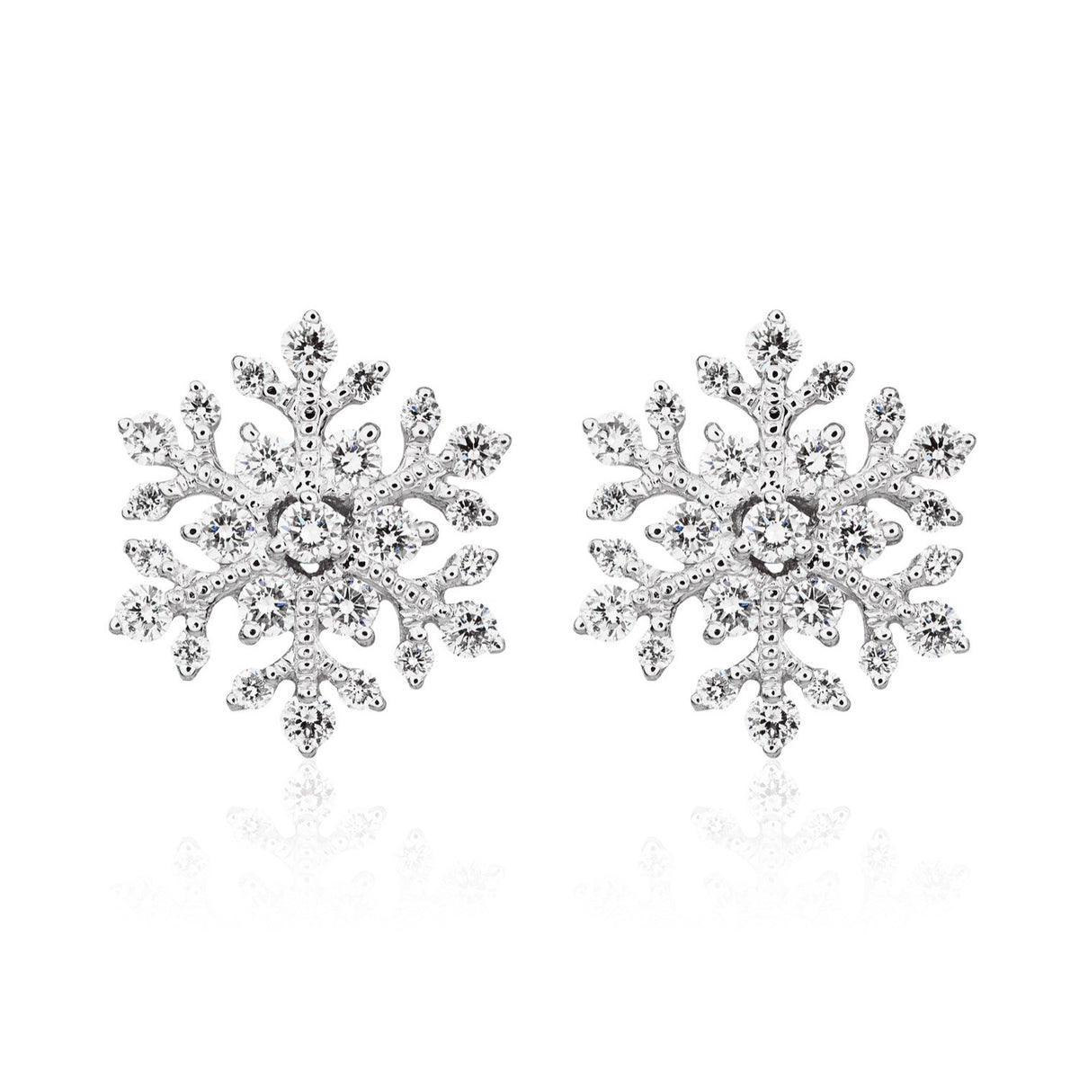 18CT WG DIAMOND SET SNOWFLAKE STUD EARRINGS