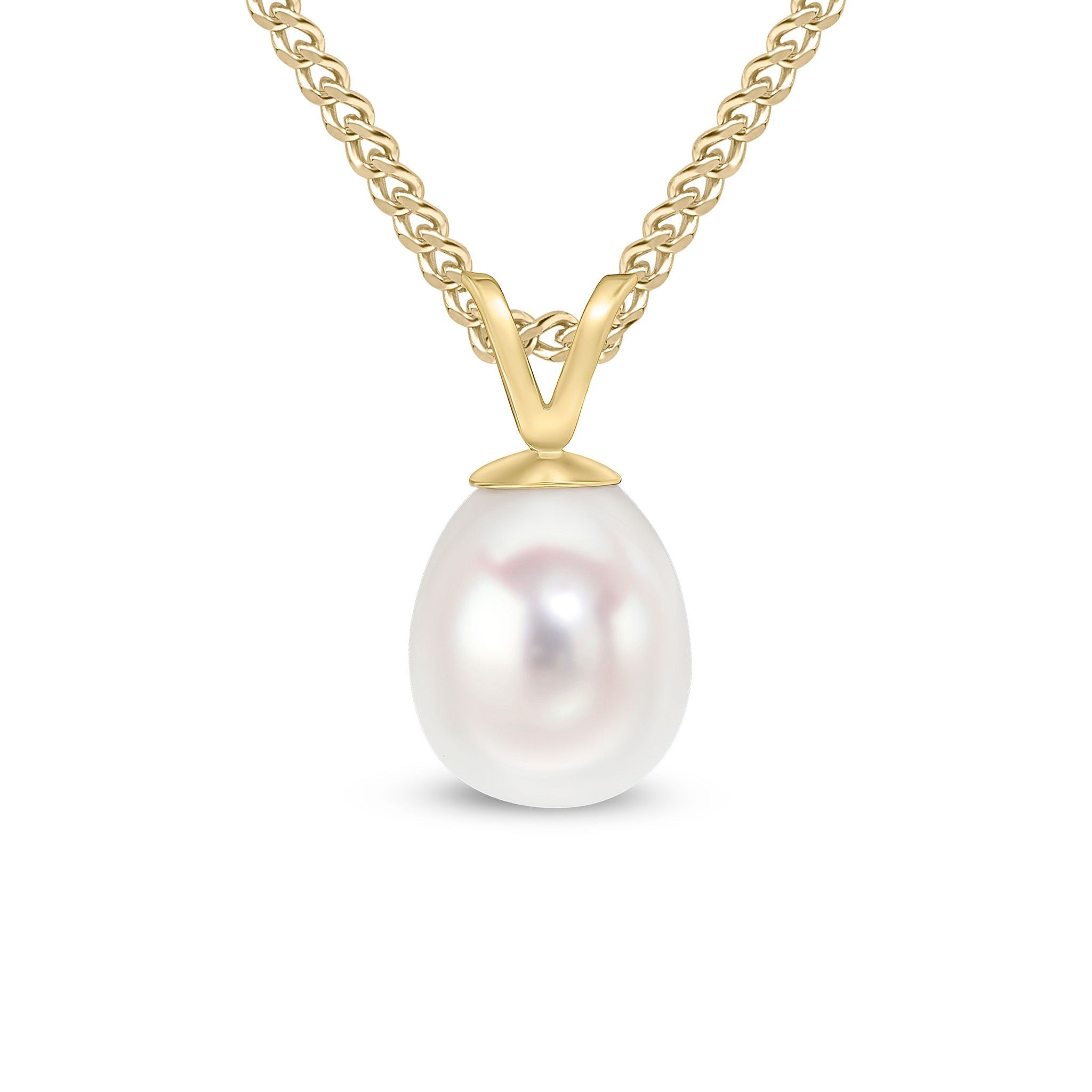 9CT YELLOW GOLD 7-7.5MM FRESHWATER PEARL DROP PENDANT
