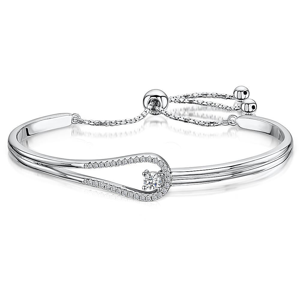 Sterling Silver Cubic Zirconia Clasp Friendship Bracelet