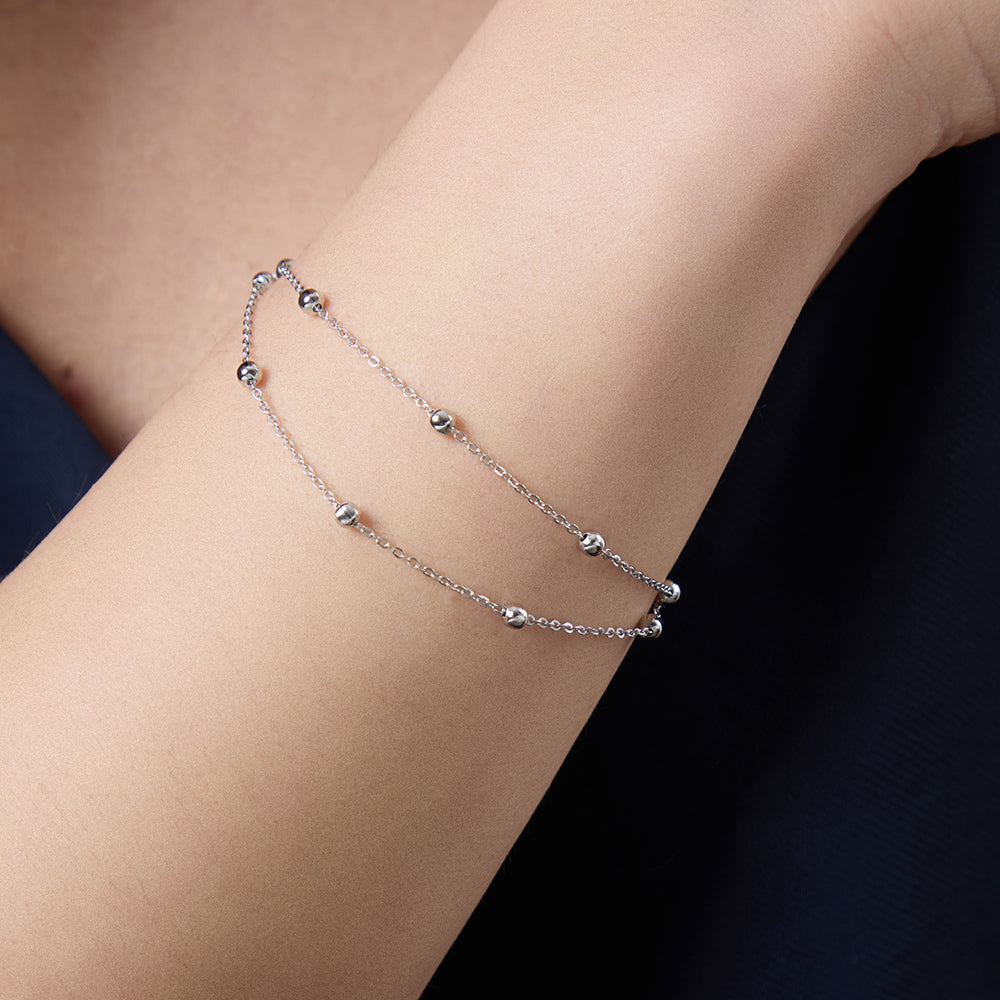 Sterling Silver Double Row Ball Bracelet