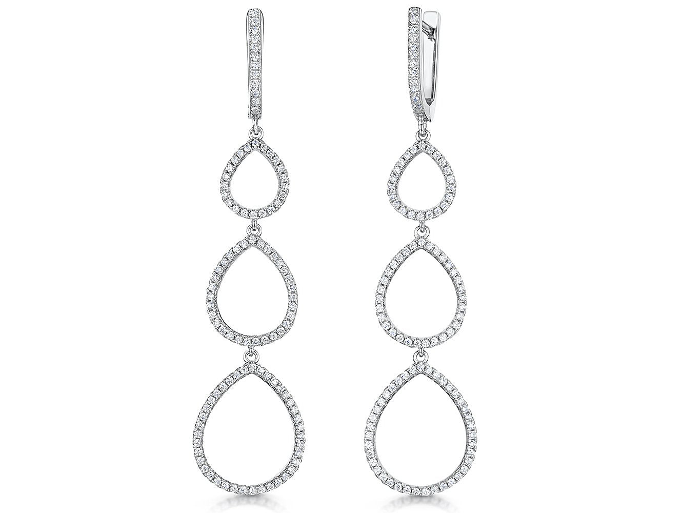 Sterling Silver Graduated Open Oval Drop Earrings