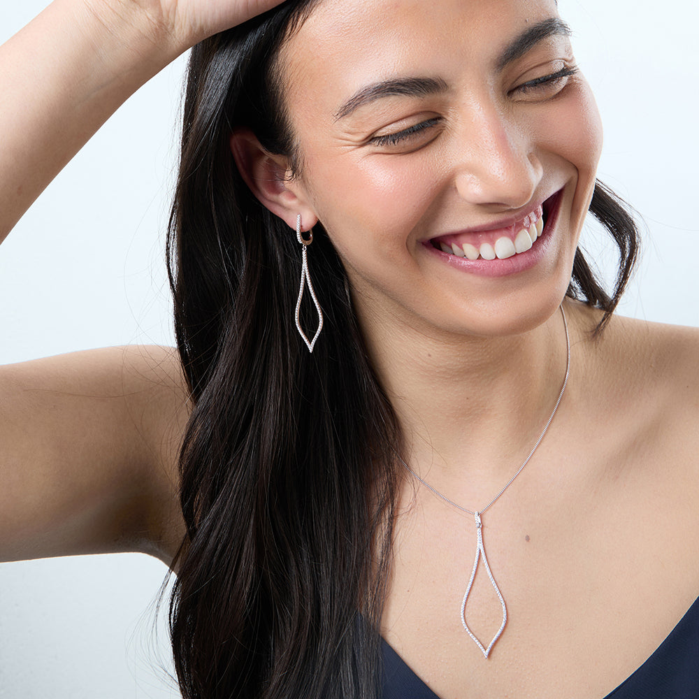 Sterling Silver Diamond Shape Drop Earrings
