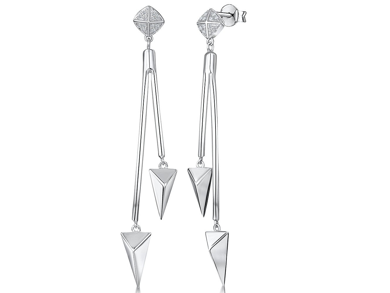 Sterling Silver Arrow Tip Triangle Drop Earrings