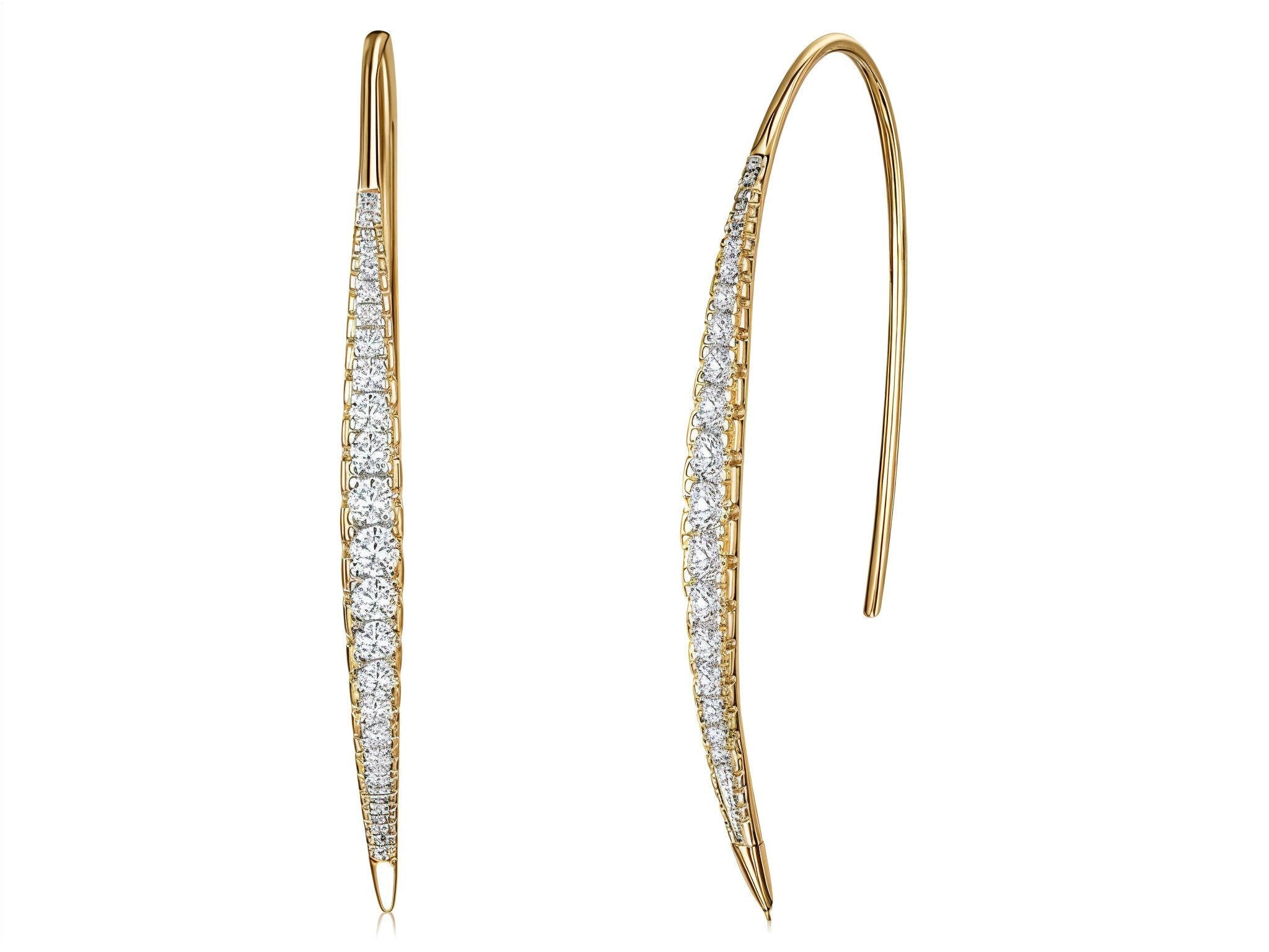 Gold Vermeil Pull Through Earrings With Cubic Zirconia