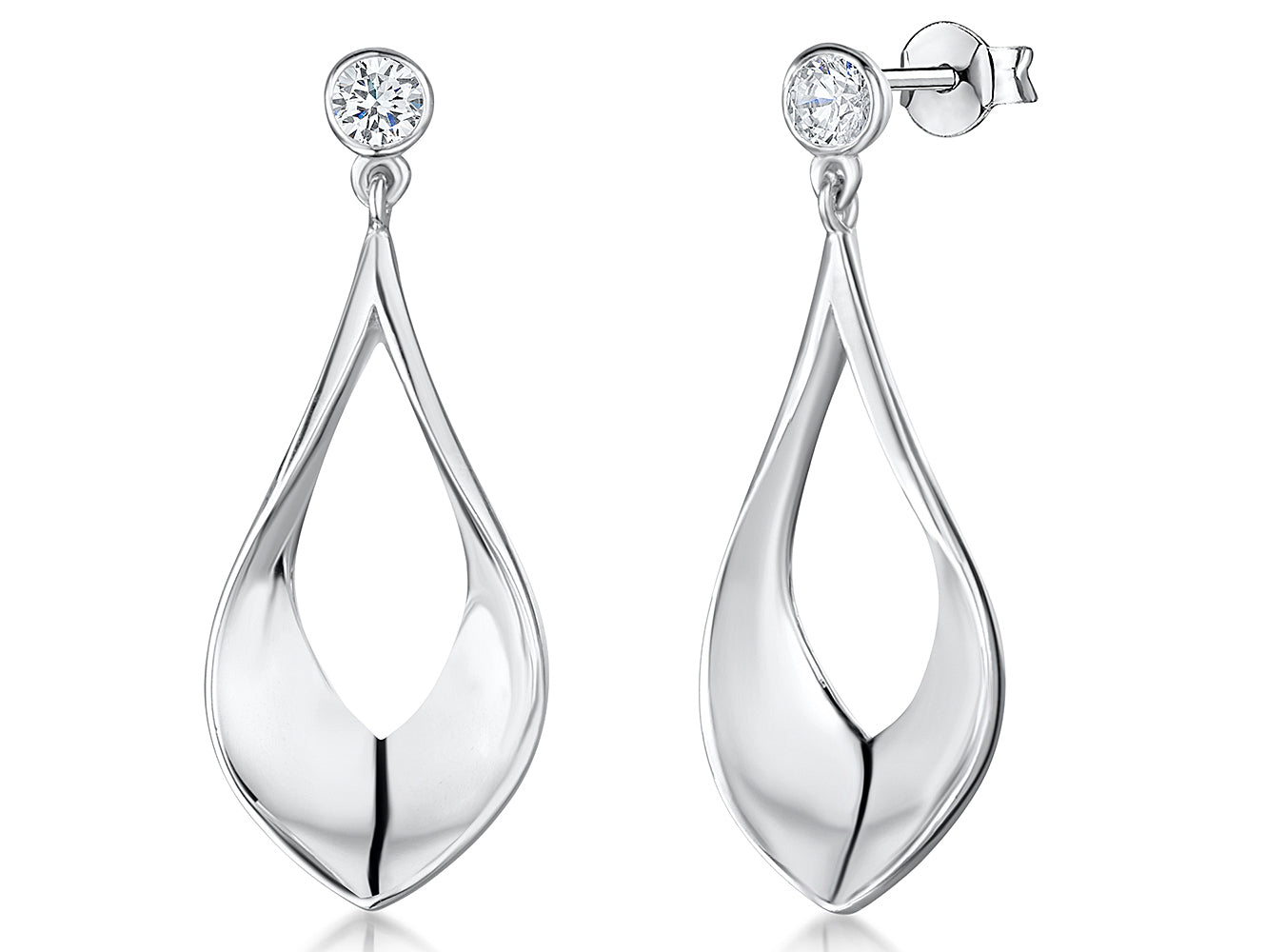 Sterling Silver Oval Drop Earrings