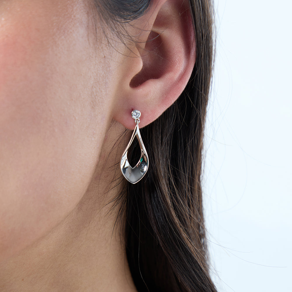 Sterling Silver Oval Drop Earrings