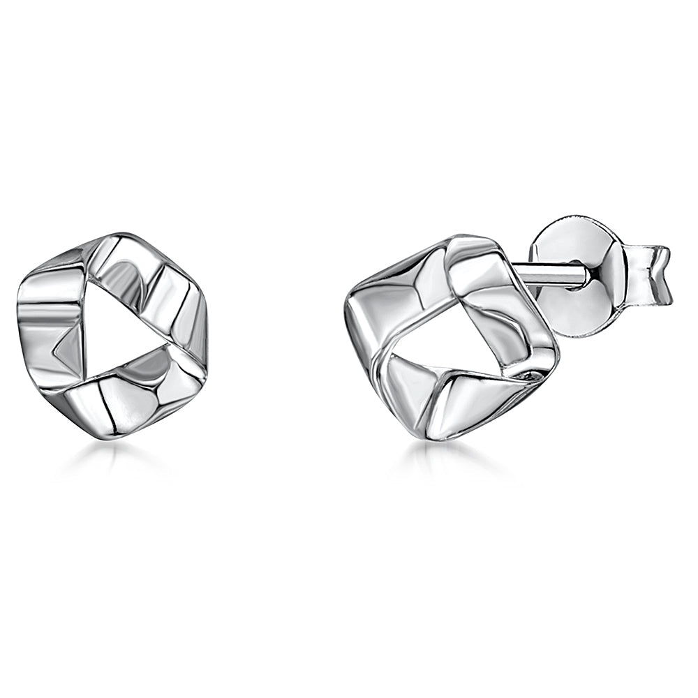 Sterling Silver Folded Stud Earrings