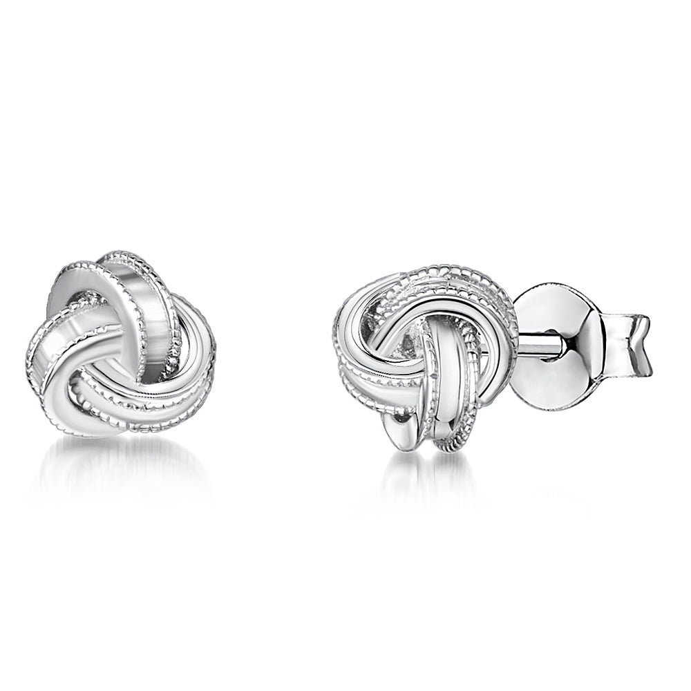 Sterling Silver Small Woven Knot Stud Earrings
