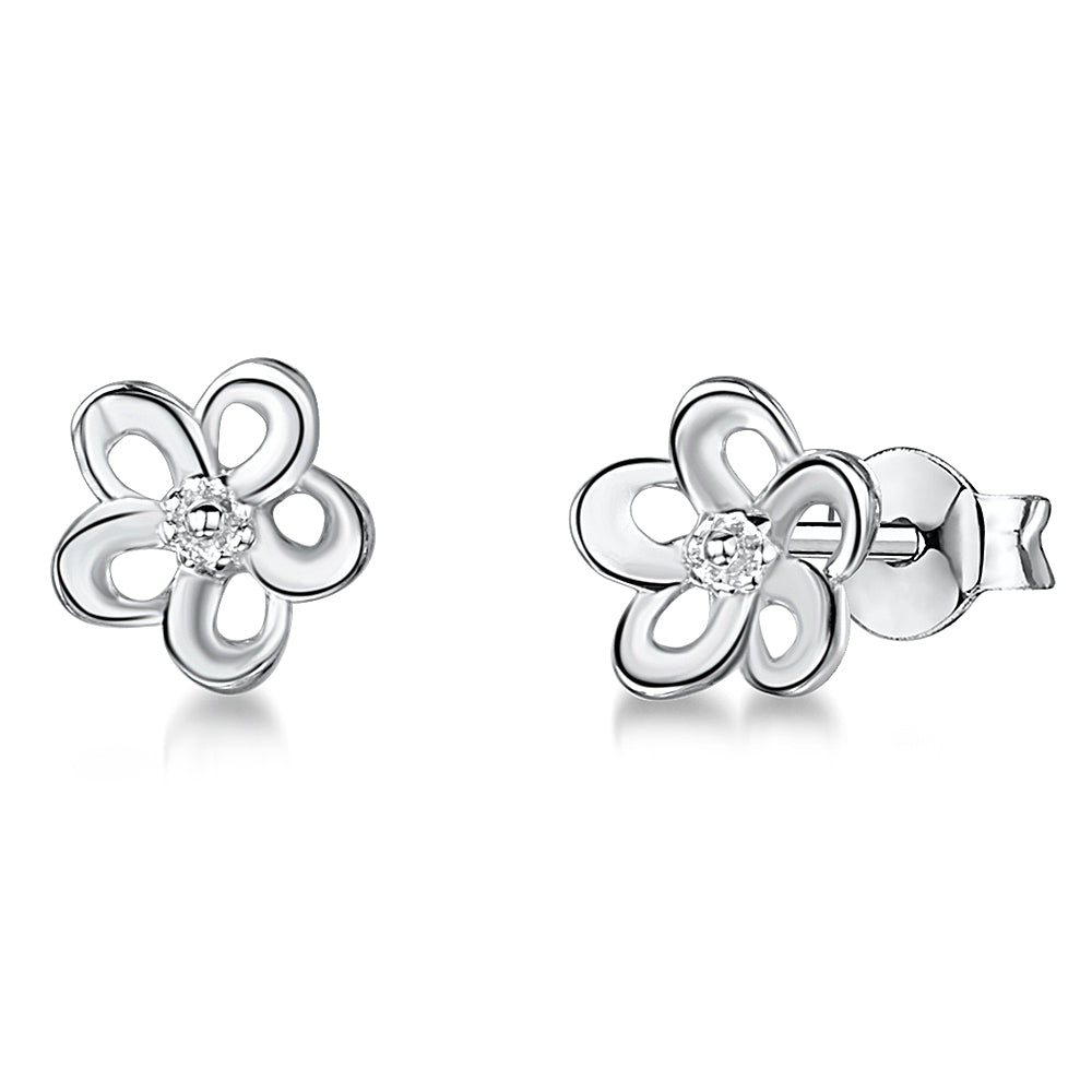 Sterling Silver Open Flower Stud Earring