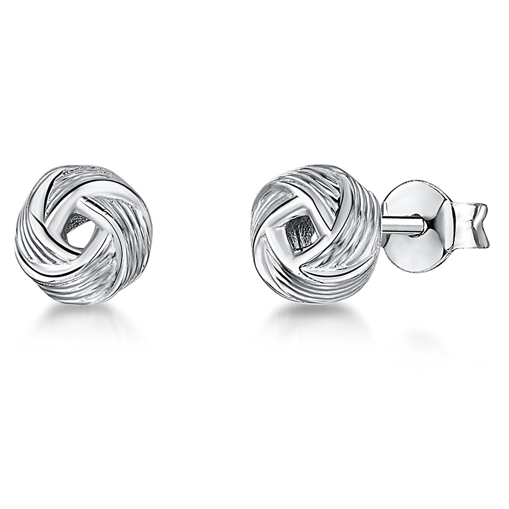 Sterling Silver Woven Knot Stud Earrings
