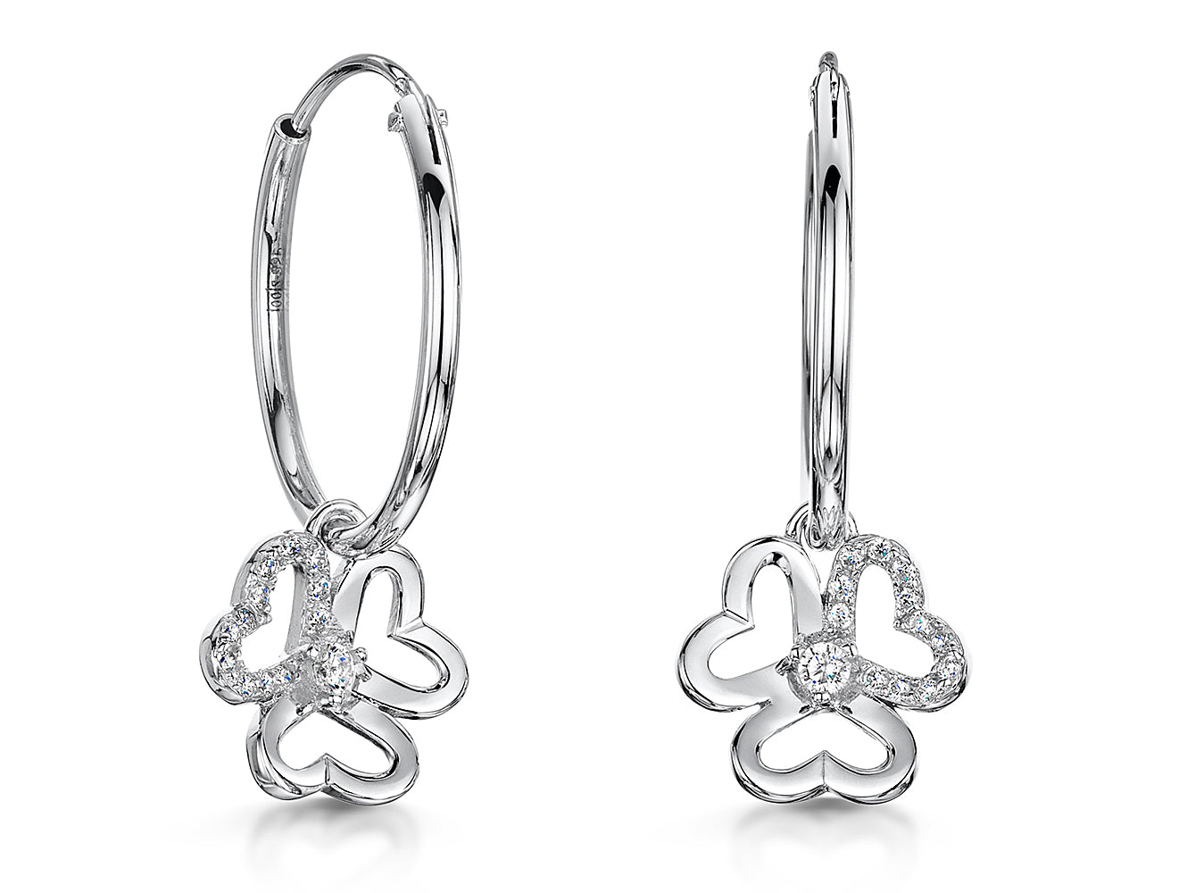 Sterling Silver Clover Hoop Earrings
