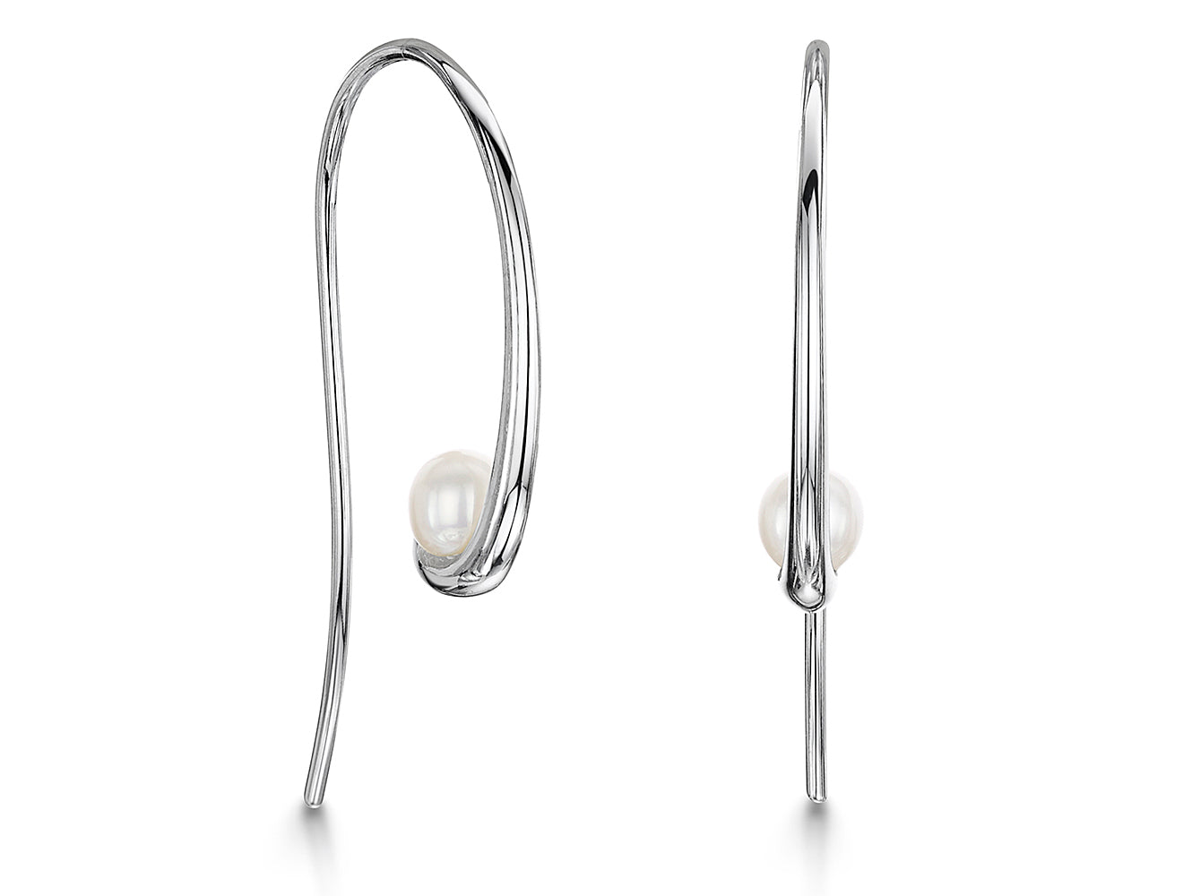 Sterling Silver Pearl Pull Through Earrings