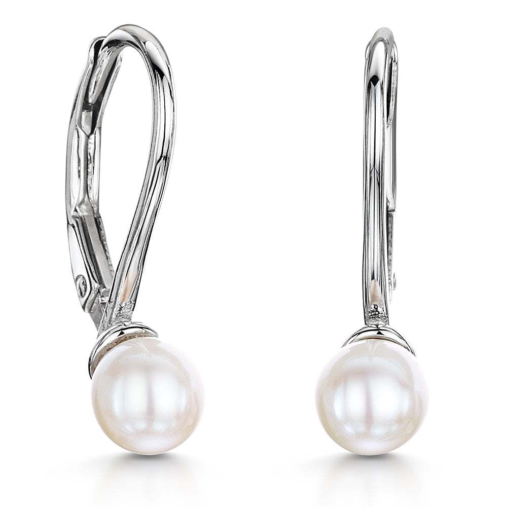Sterling Silver Pearl French Hook Set Earrings