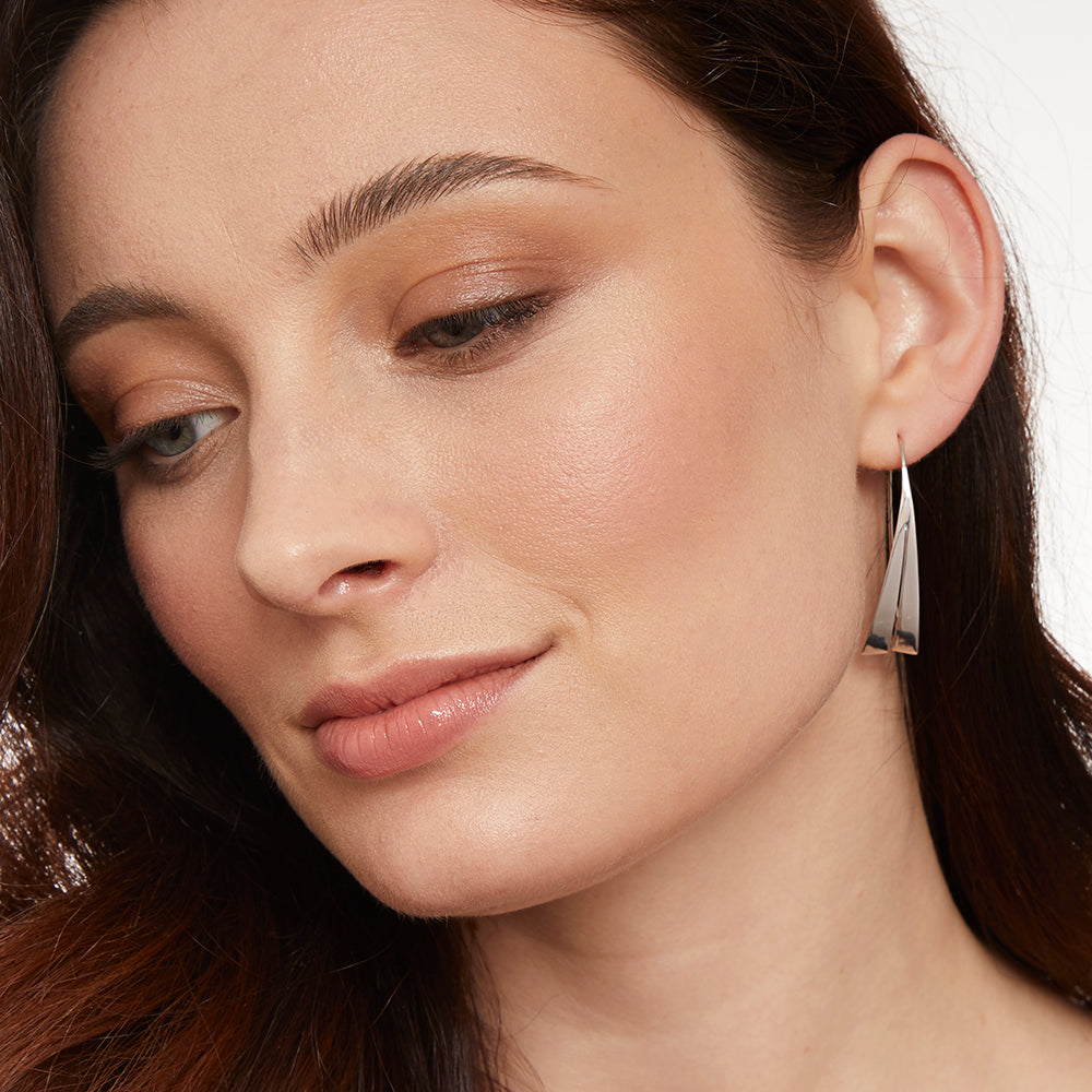 Sterling Silver Sail Shape Pull Through Earrings