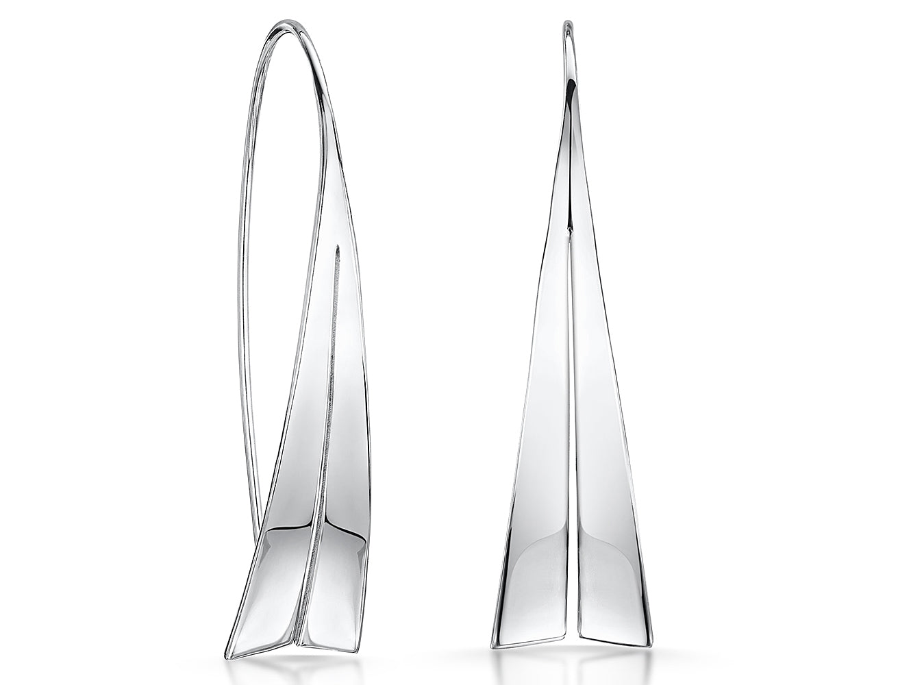 Sterling Silver Sail Shape Pull Through Earrings