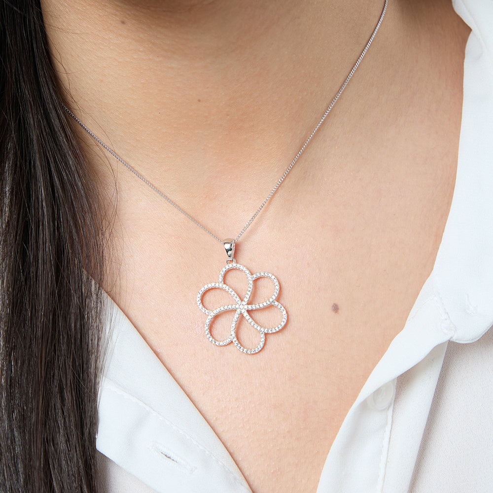 Sterling Silver Multi Petal Flower Pendant