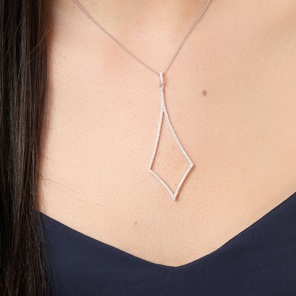 Sterling Silver Long Diamond Shaped Pendant