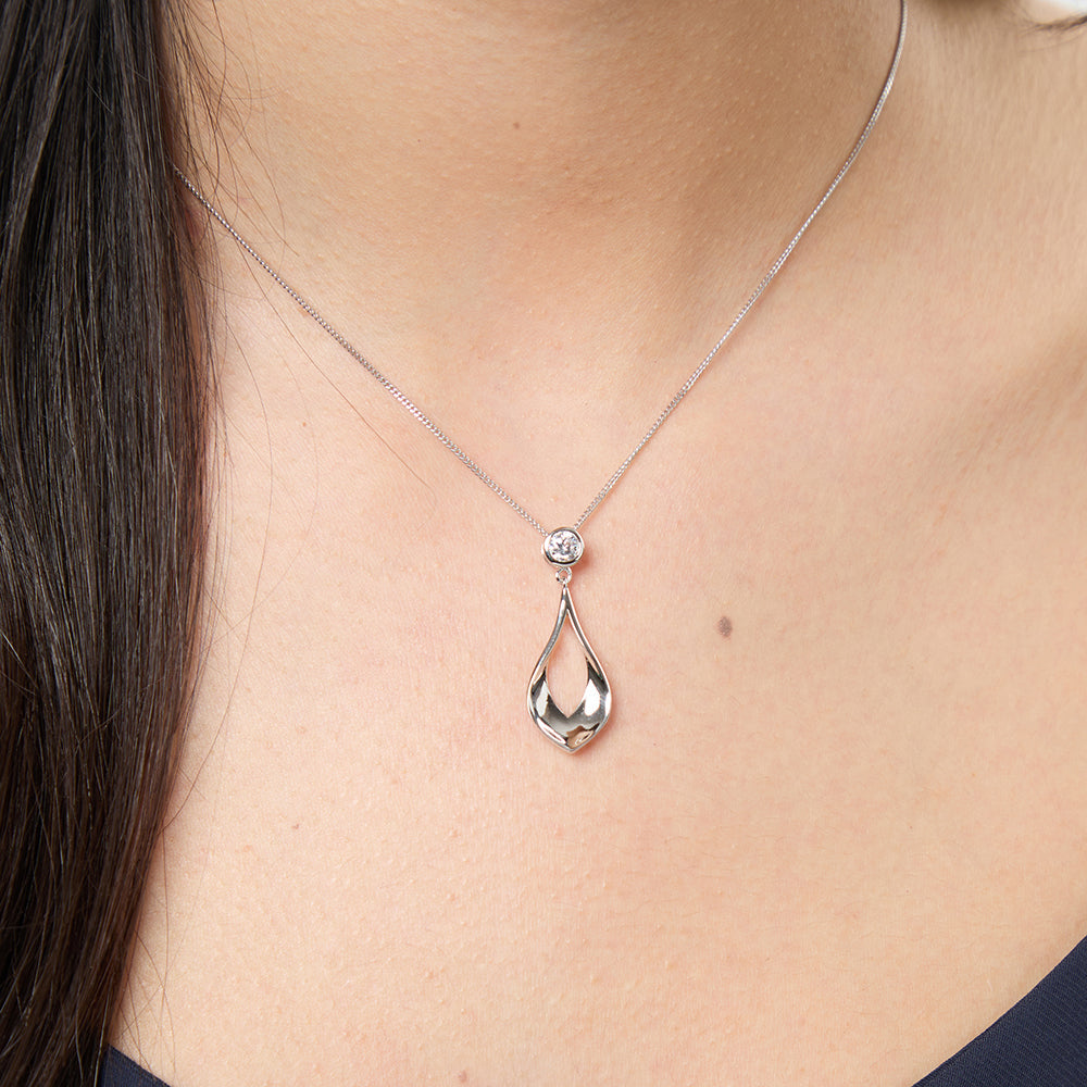 Sterling Silver Nested Pear Shape Pendant