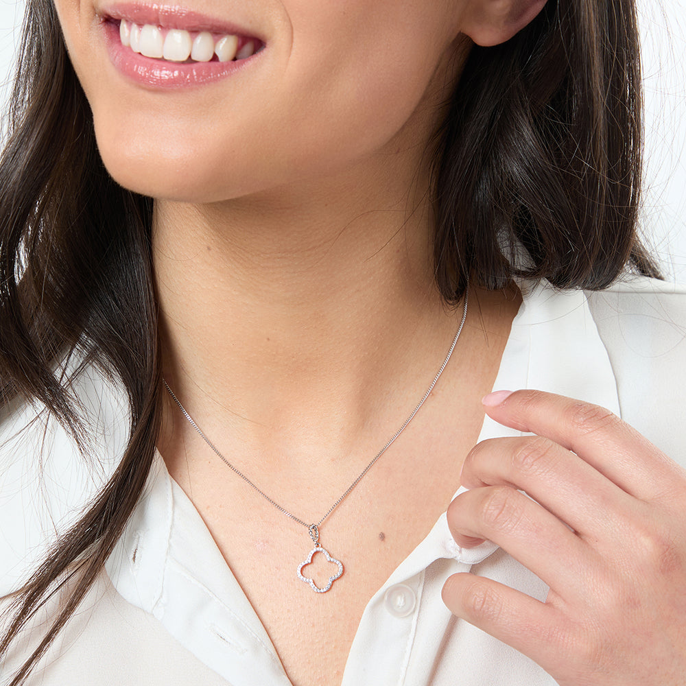 Sterling Silver Cubic Zirconia Clover Pendant