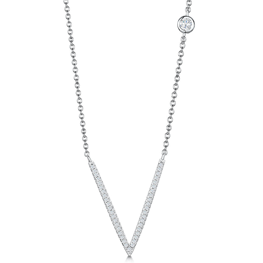 Sterling Silver Initial V Necklace