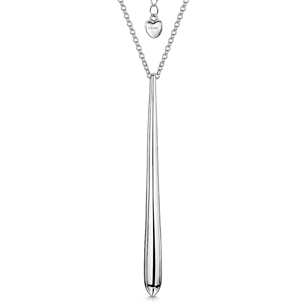 Sterling Silver Large Plain Teardrop Necklace