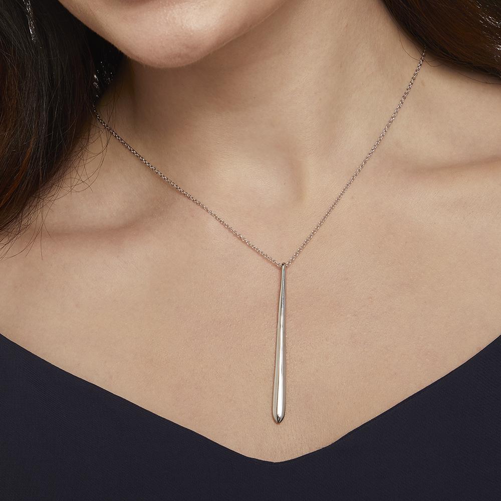 Sterling Silver Large Plain Teardrop Necklace