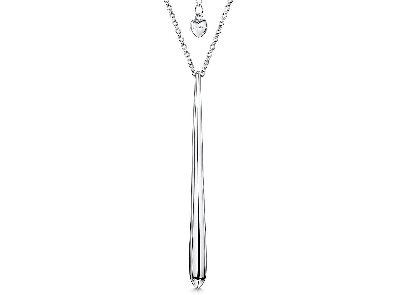 Sterling Silver Large Plain Teardrop Necklace