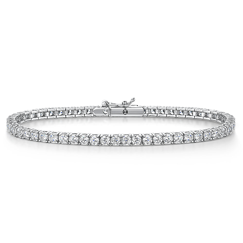 Sterling Silver Tennis Bracelet With Small Cubic Zirconias-JOOLS by Jenny Brown