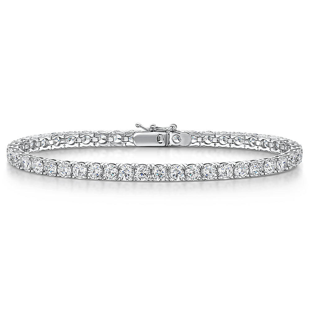 Sterling Silver Cubic Zirconia 8.8 Carat Tennis Bracelet